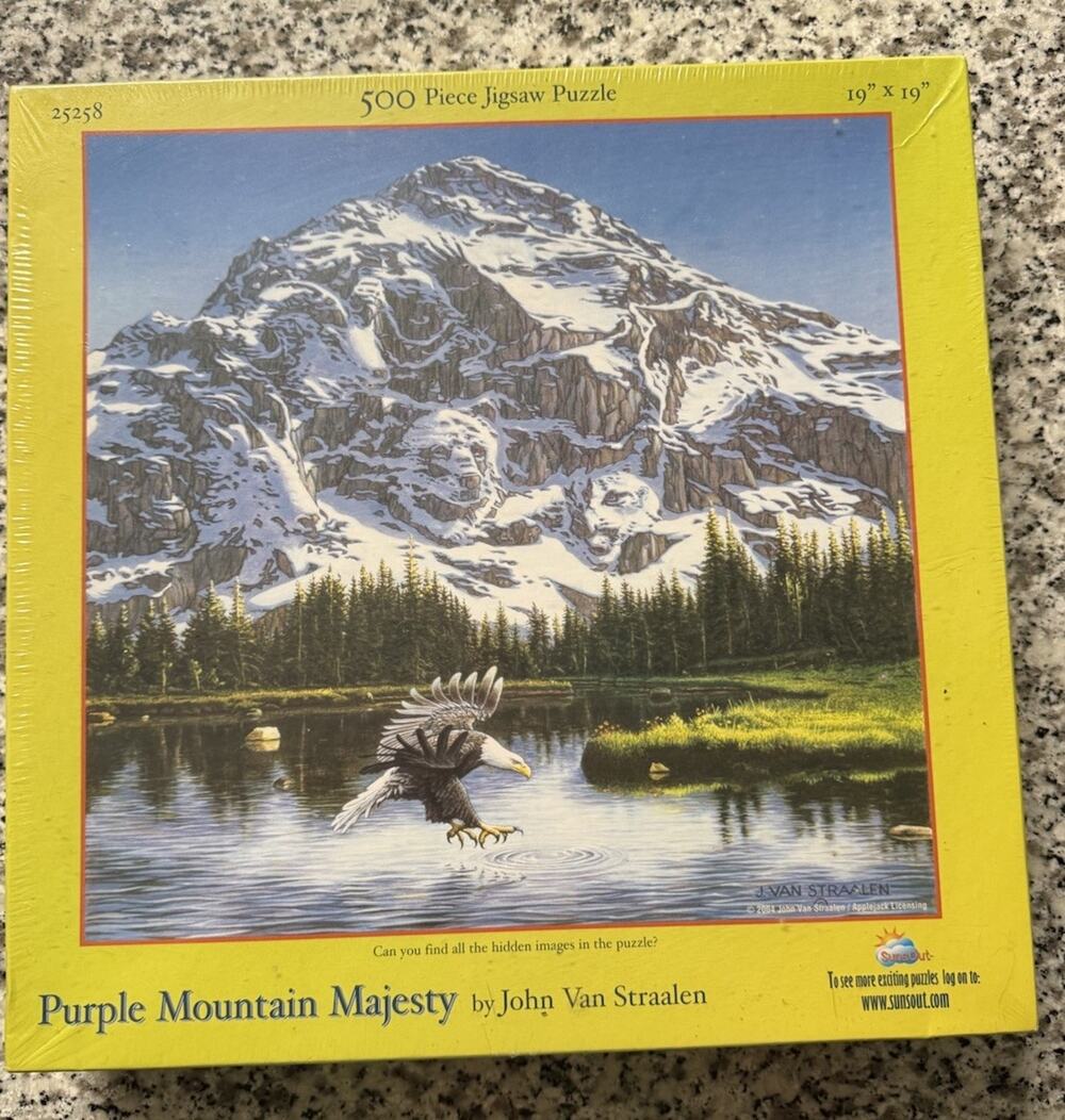 Purple Mountain Majesty 500 Piece Jigsaw Puzzle Hidden Images New Sealed